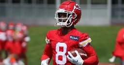 Chiefs wide receiver Justyn Ross exits training camp practice on cart